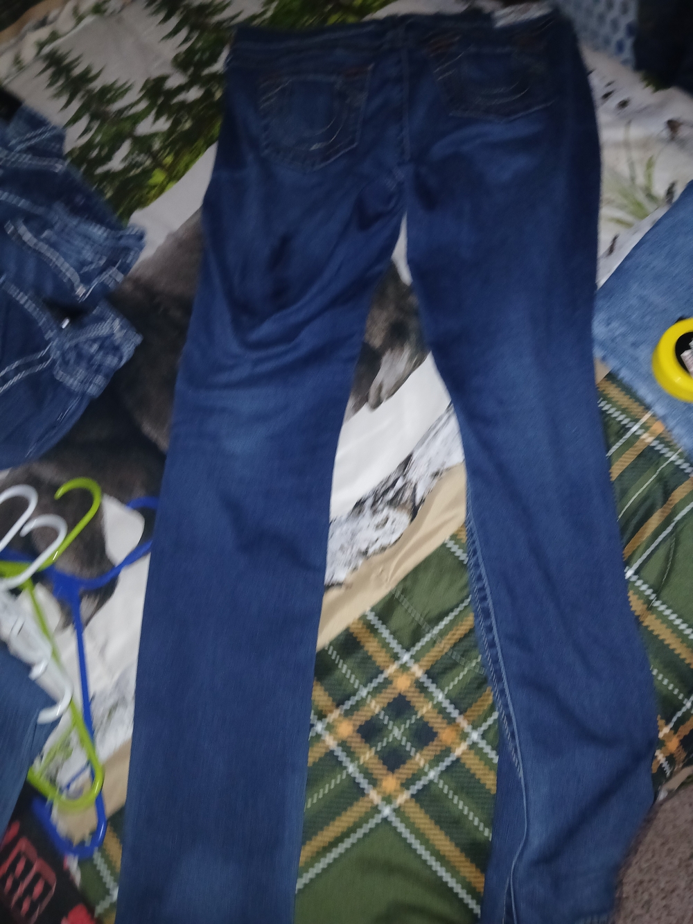 True Religion Indigo Denim Jeans with Orange Stitching